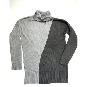 Alfani Sweater Top S Black Grey Asymmetrical-Hem‎